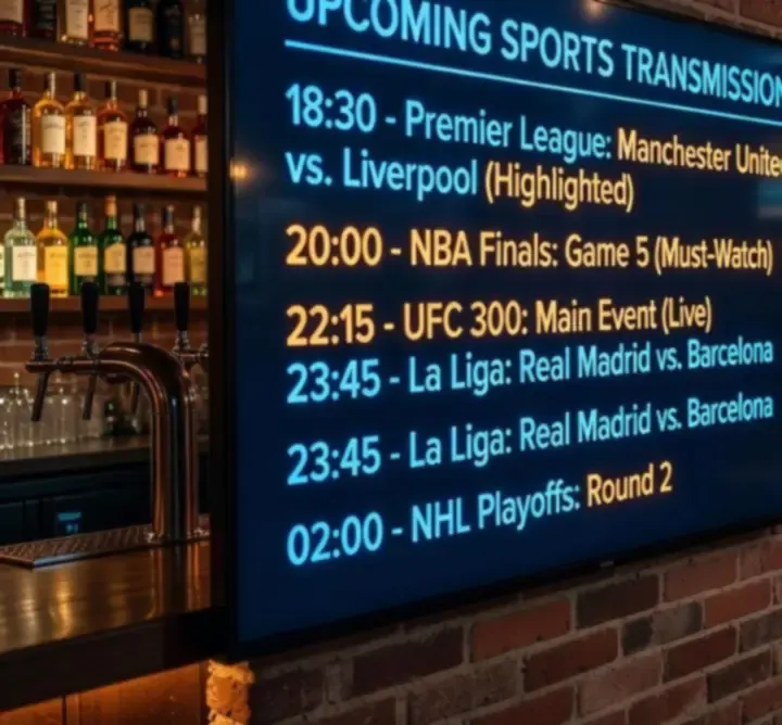 Ekran z wyświetlonym harmonogramem transmisji sportowych na żywo w UREvent Services.