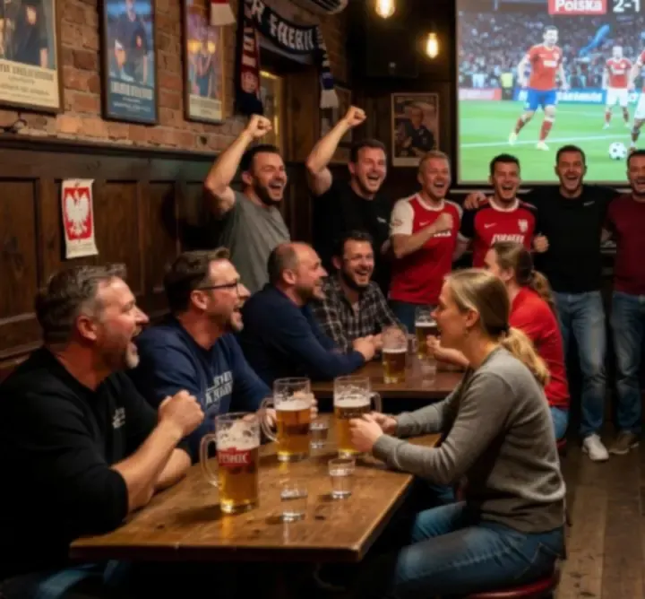 Tłum kibiców oglądających mecz na dużym ekranie w UREvent Services